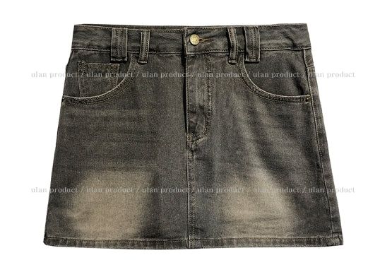 Porni Vintage Washed Denim Skirt