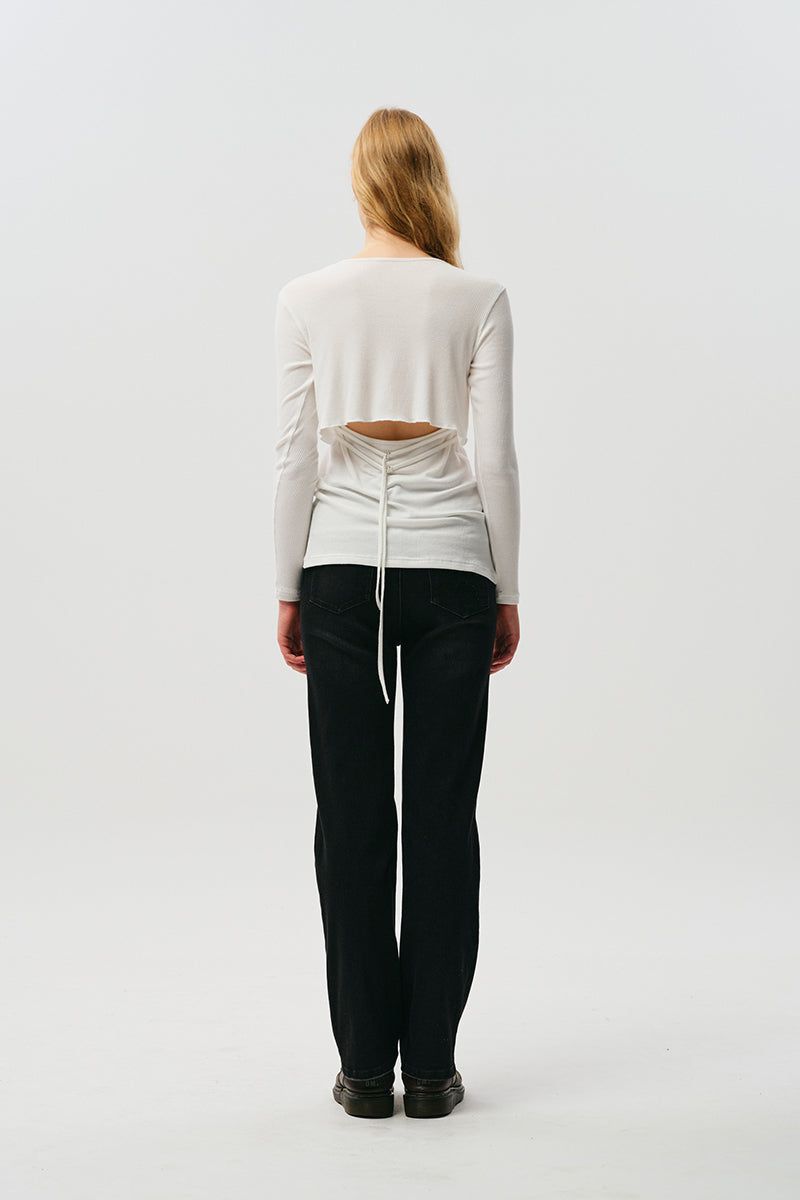 CHERRY SLIM-FIT DENIM PANTS [CHARCOAL]