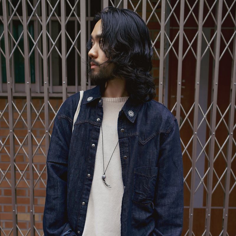 Western linen denim shirts / Dark indigo