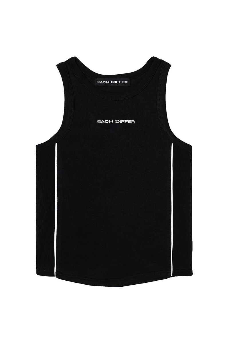 REFLECTIVE PIPING CROP TOP_BLACK