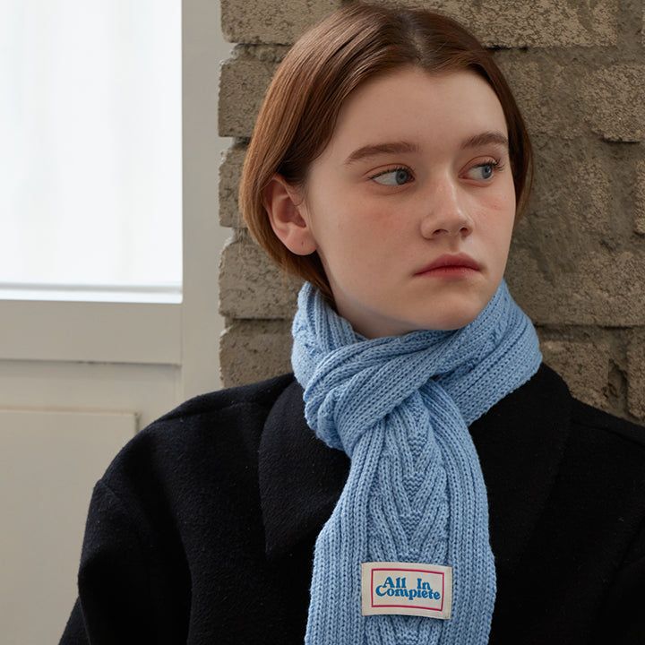 ALLINCOMPLETE（オールインコンプリート）の「Arrow Knit Mini Muffler (Sky Blue)（Fashion Accessories）」