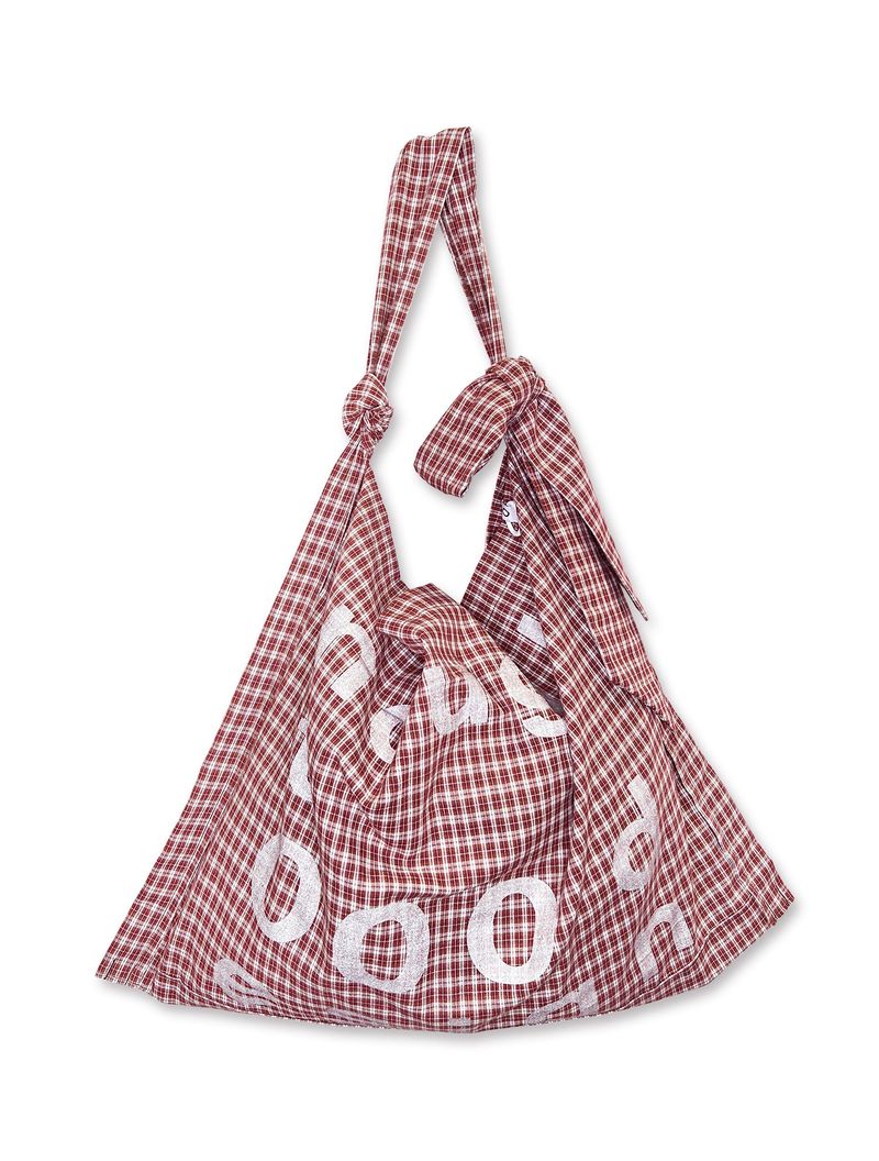 nought（ノウト）の「000Design Cotton Check Tie Bag / Burgundy（Bags）」