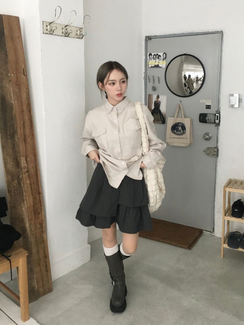 Mute Unbalanced Layered Skirt (3c)