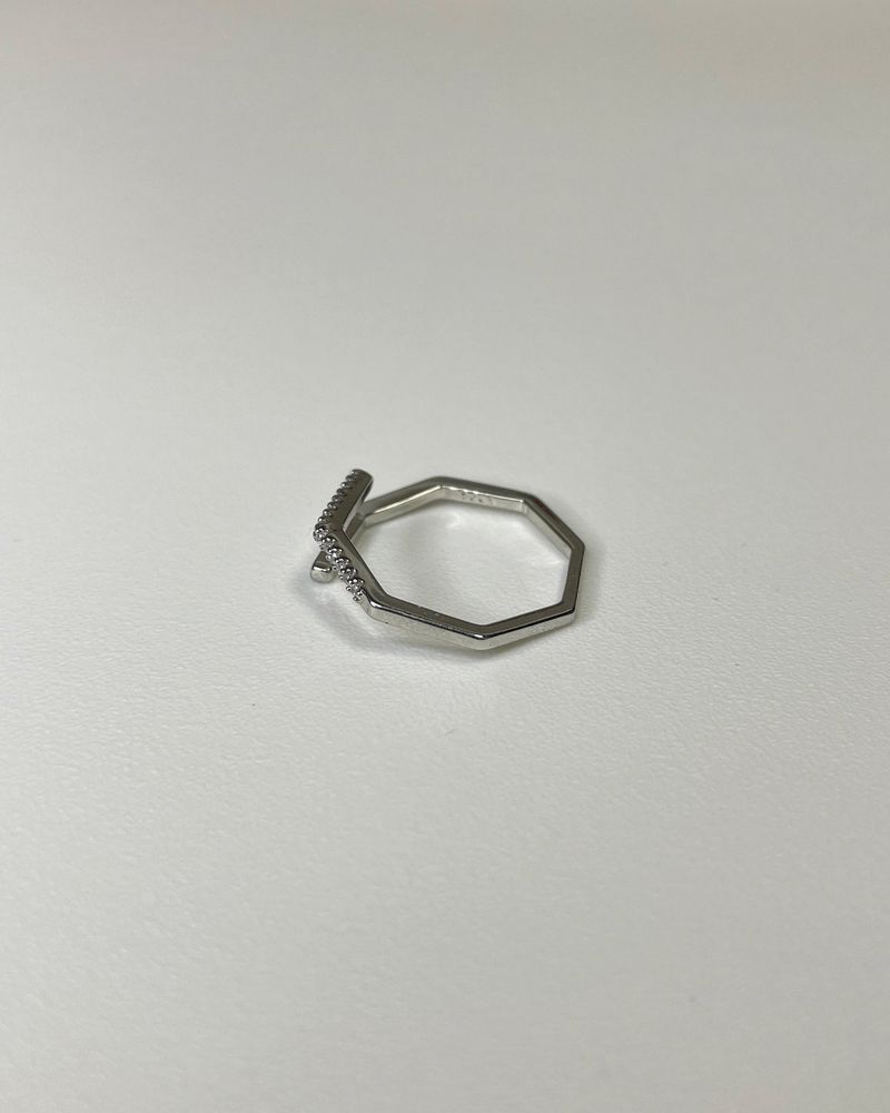 hexagon cross ring (925silver)
