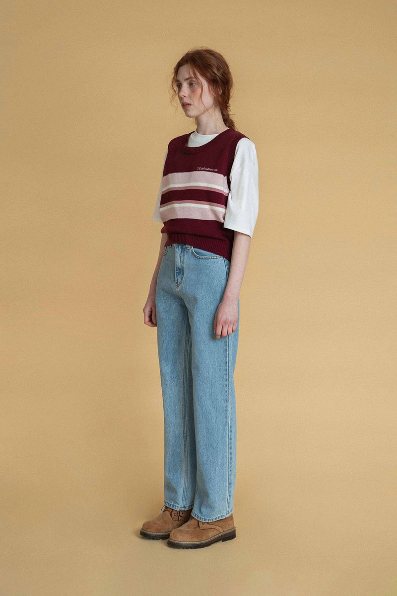 Take knit vest_wine