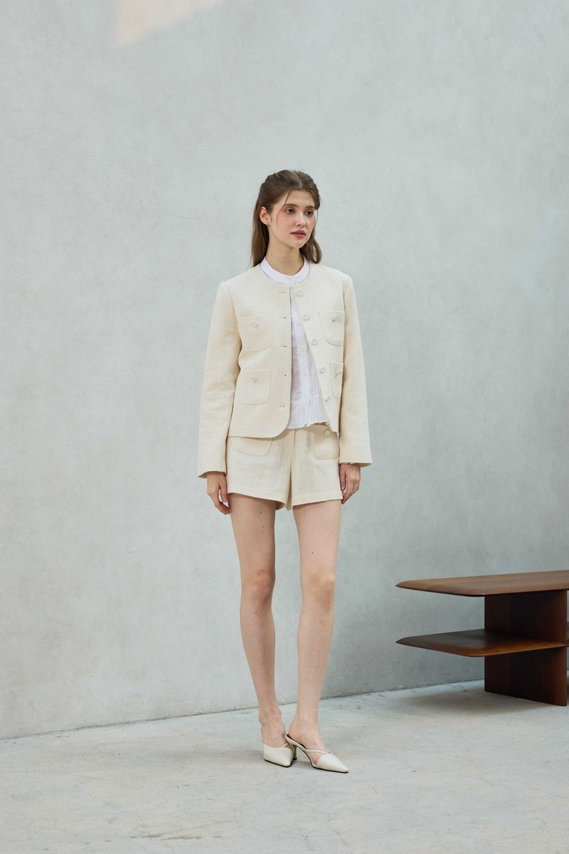 CHERISH TWEED SHORTS PANTS / WHITE