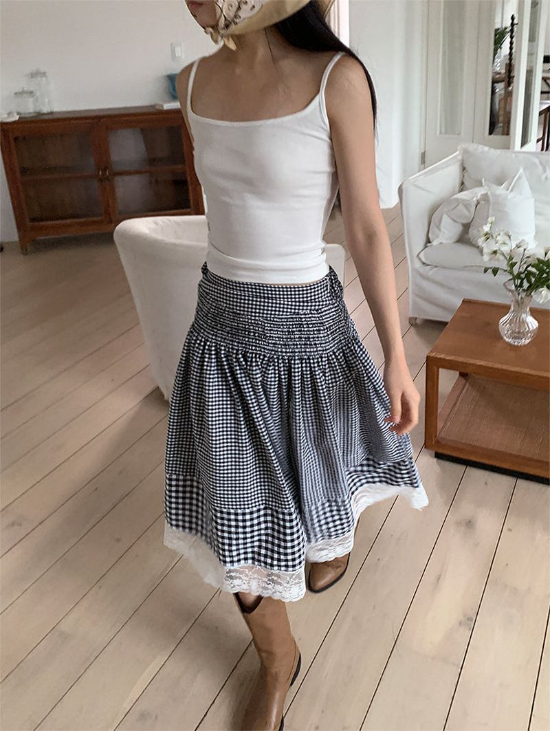 SMOKE BANDING CHECK SKIRT (2C)