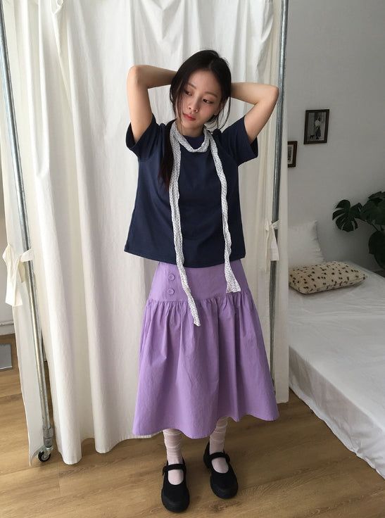 Janta Diagonal Button Banding Midi Skirt