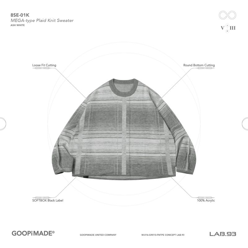 “8SE-01K” MEGA-type Plaid Knit Sweater
