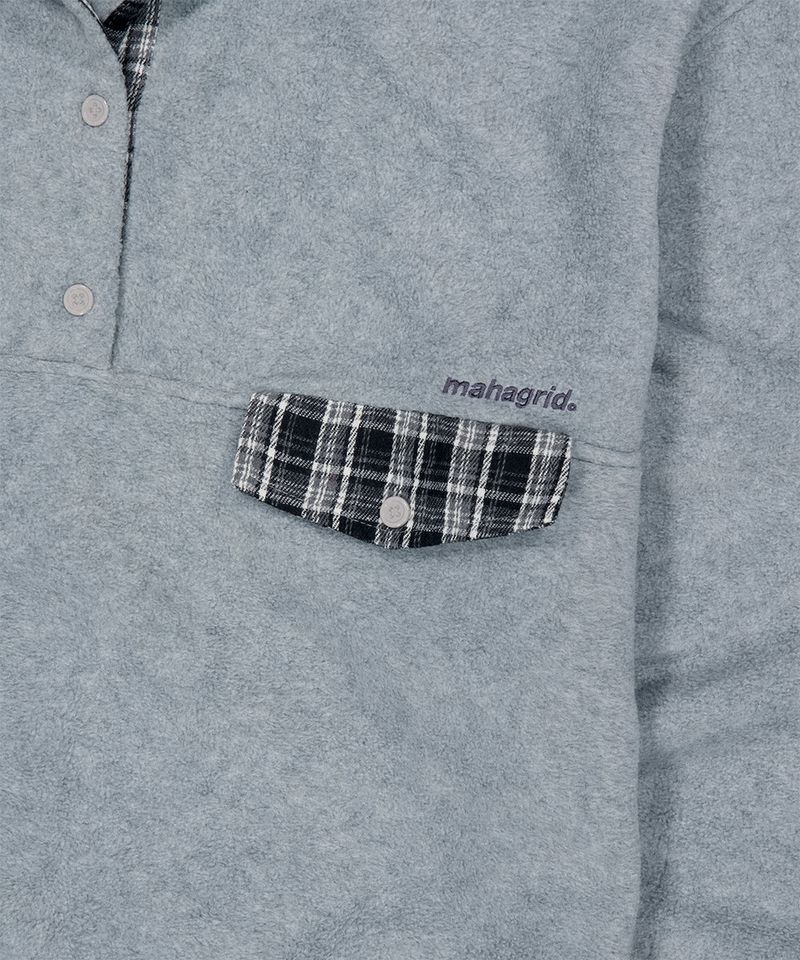 CHECK FLEECE ANORAK_GREY