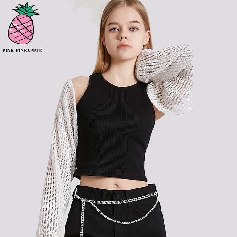 WAFFLE CROPPED SLEEVELESS