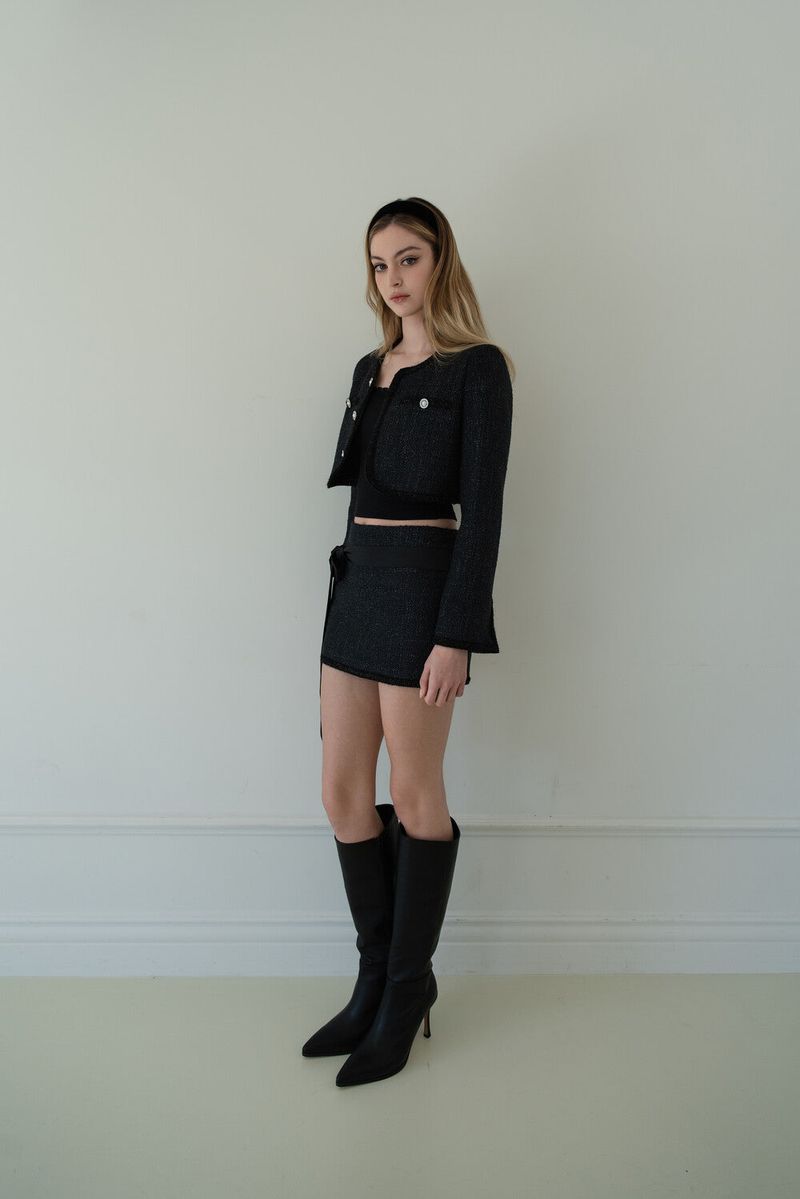 [Seow] Glow Tweed Cropped Jacket