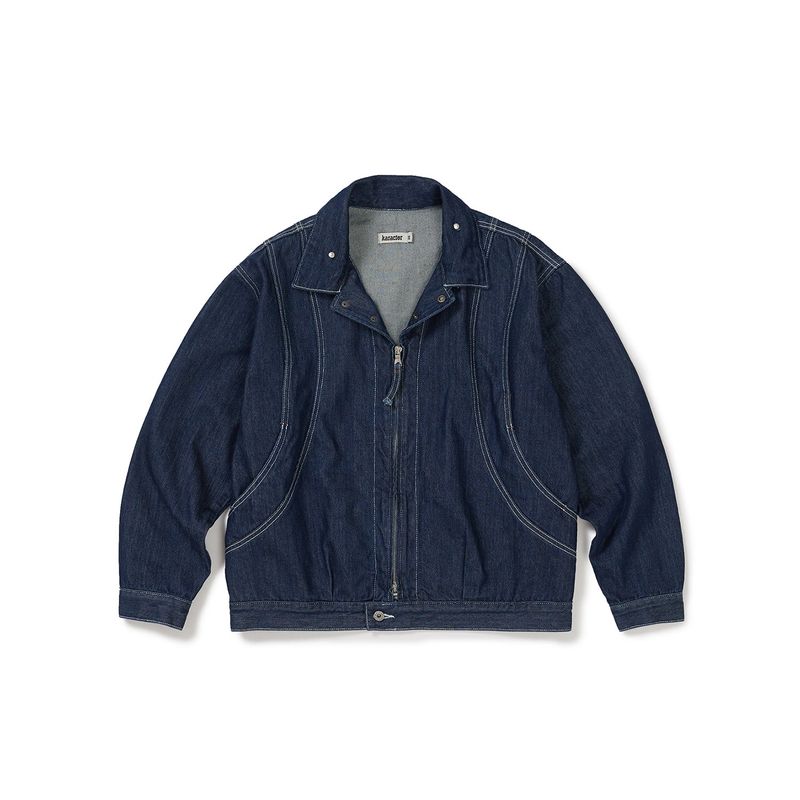 Arc panel denim blouson / Indigo