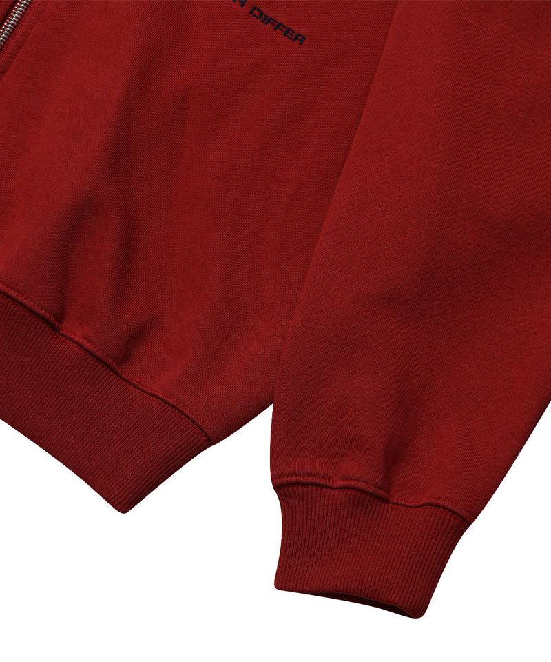 HAIF-ZIP HOODIE (CROP)_DARK RED