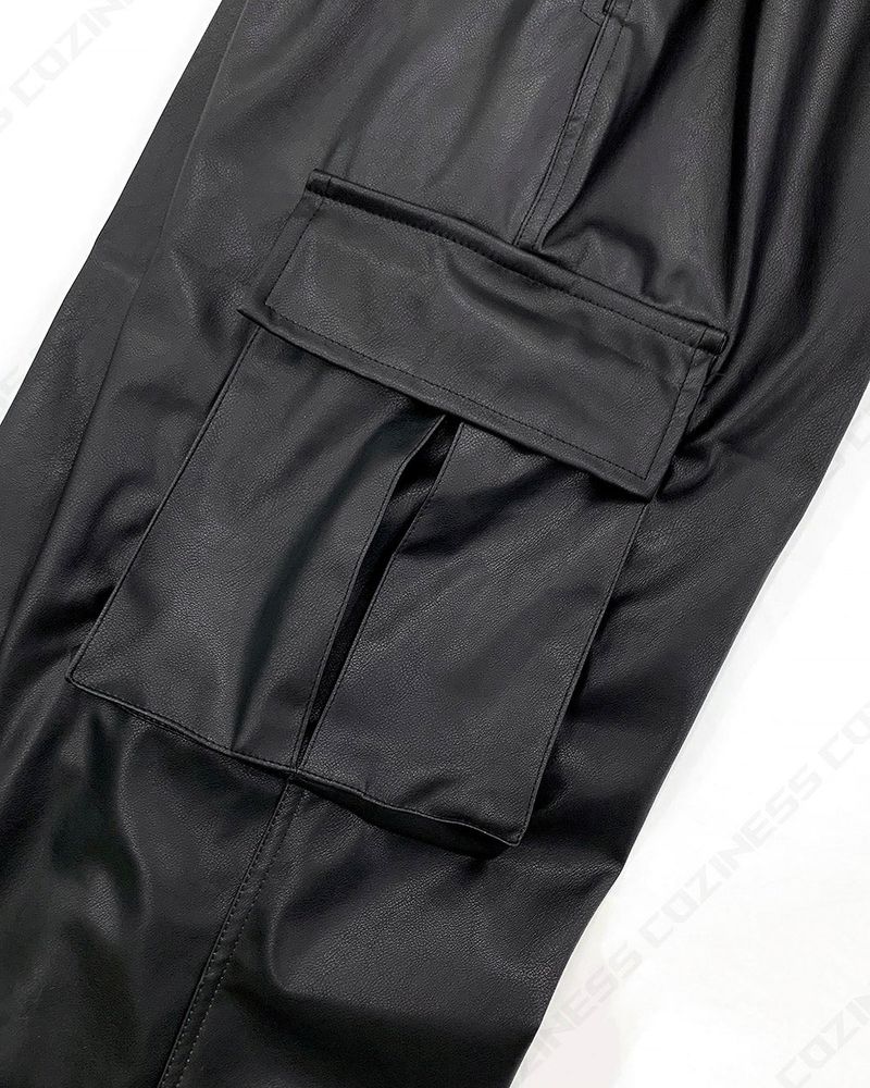 RU Vegan Leather String Cargo Pantsヴィーガン
