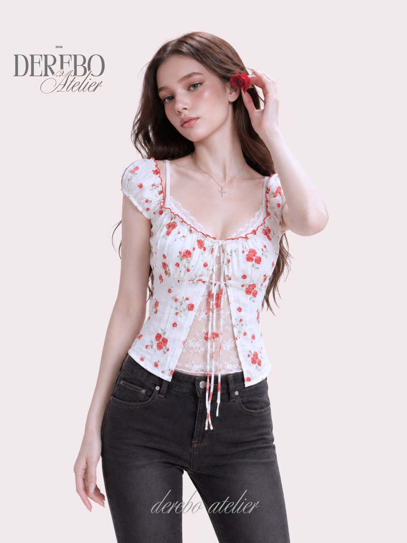 dereborujo（ドレボルゾー）の「Red Rose Lace Layered Blouse（Tops）」
