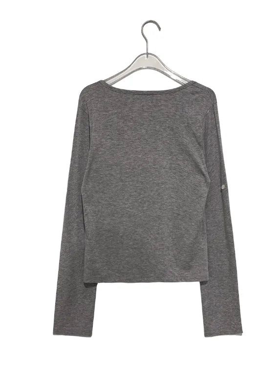 Lei Button Roll-up Long Sleeve Tee
