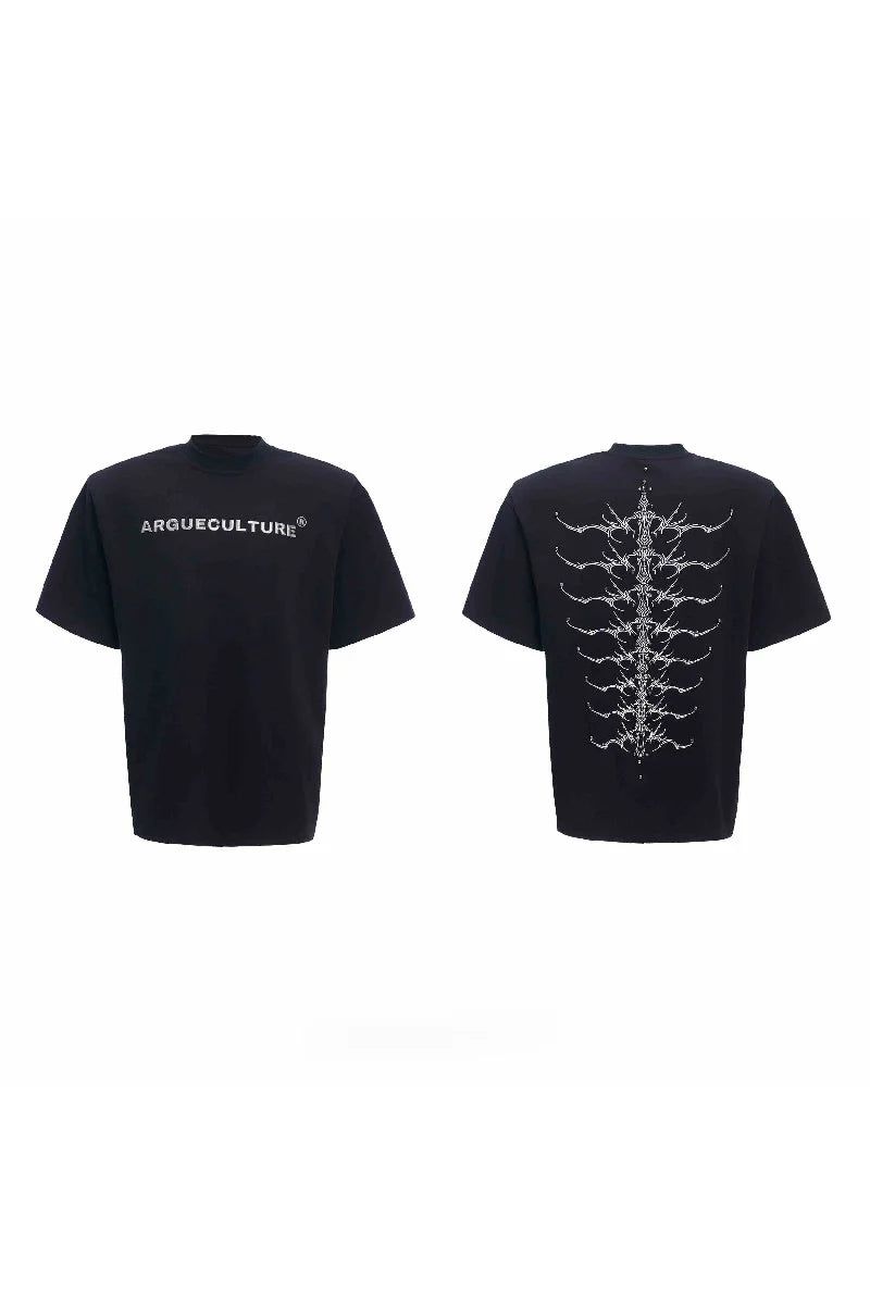 Studded Embroidered Spine Cotton Tee
