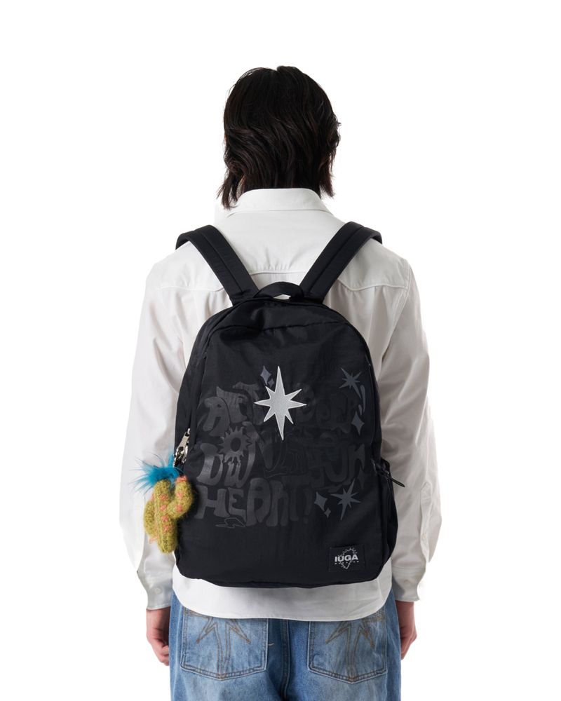 Printed Hidden Pocket Backpack (Black)