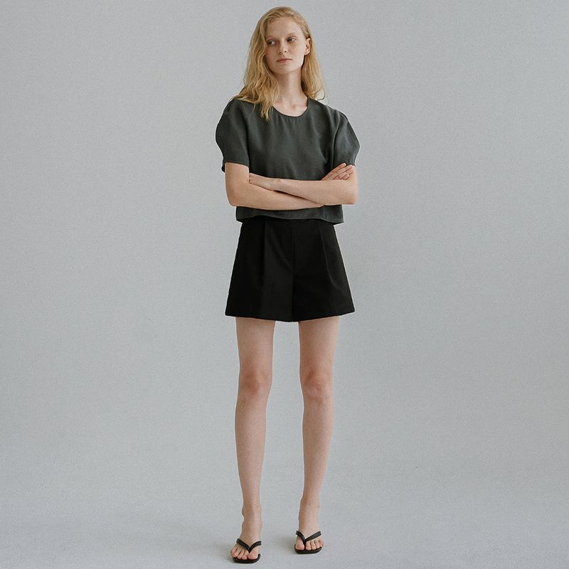 Croire puff crop blouse