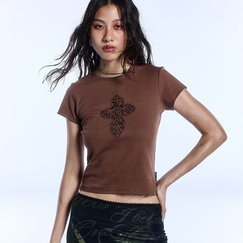 CROSS TEE_BROWN