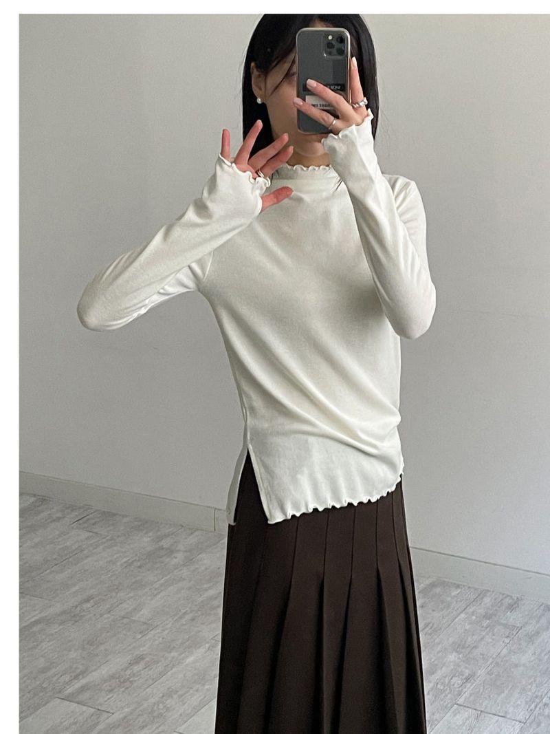 [Brushed Lining] Wave Warmer Turtleneck T-Shirt