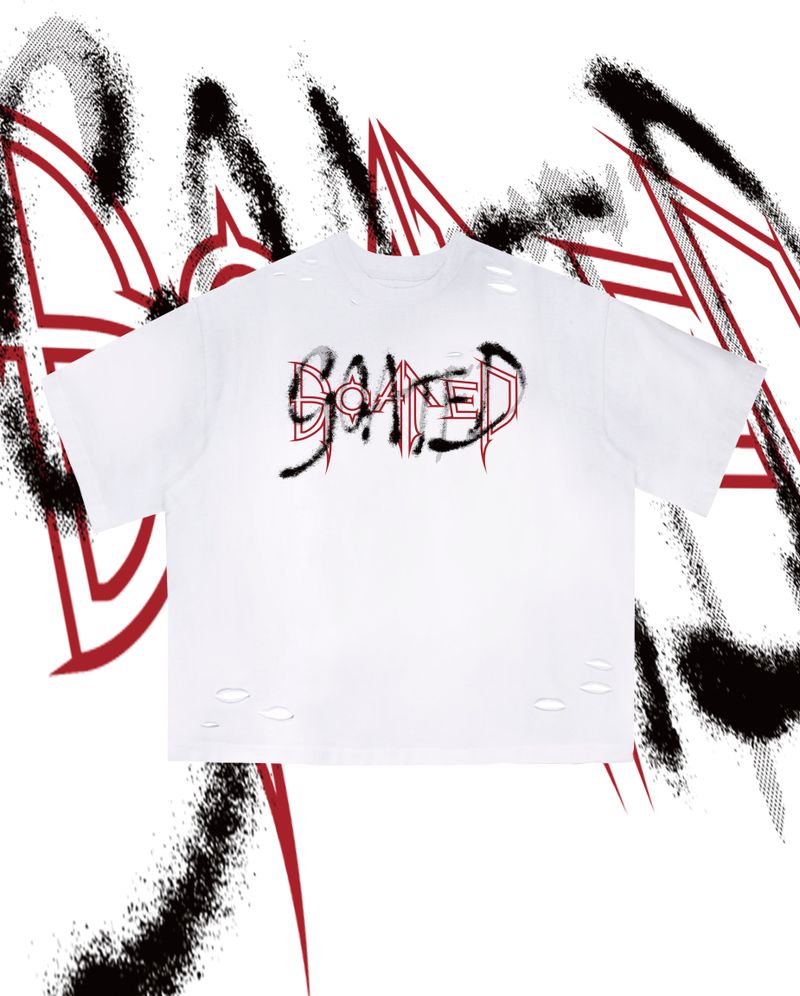 ANDEND(エンデンド)の「GOATED BLESS CUTTING OVERSIZE T-SHIRT(WHITE)(Tops)」
