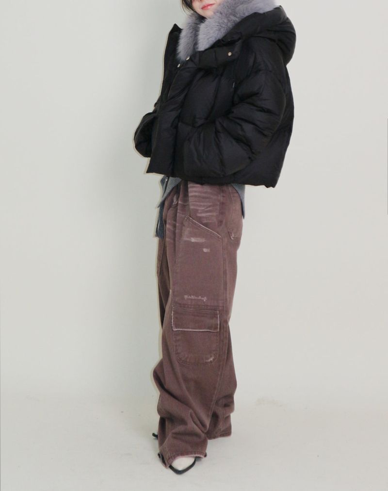 Out String Winter High-Neck Duck-Down Padded Jacket (Light Padded)