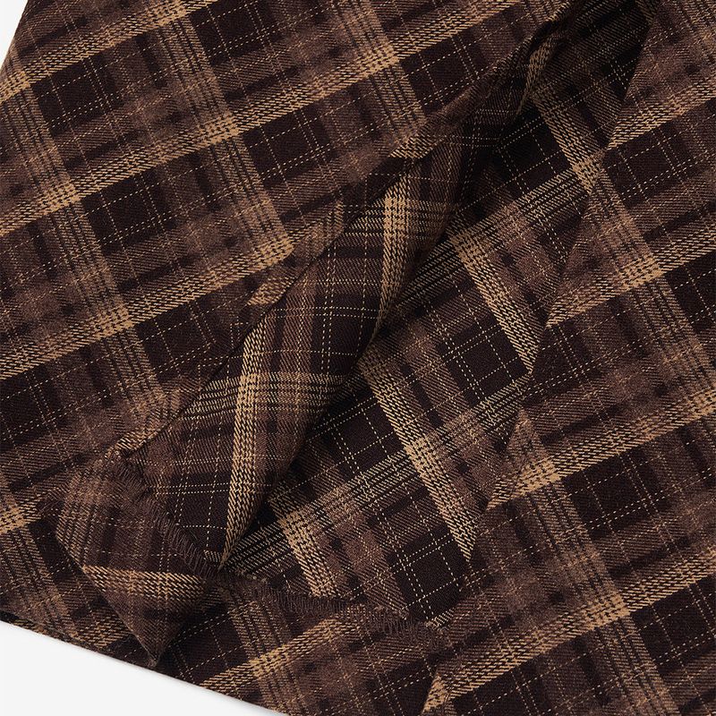 Slit Checked Long Skirt Brown