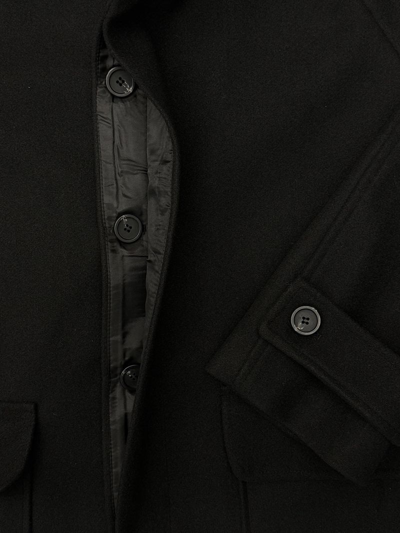 Troy Balmacaan Wool Coat - Black