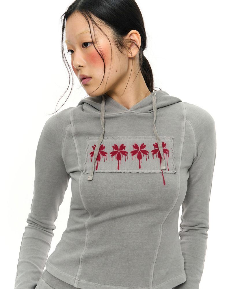 Patch Slim Hoodie _ Light Grey