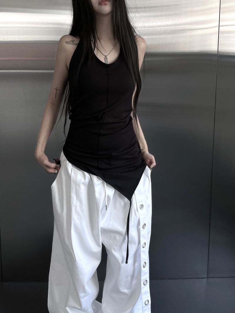clean unbalanced strap sleeveless (2color)
