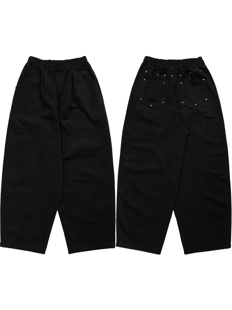 back rivet winter wide pants