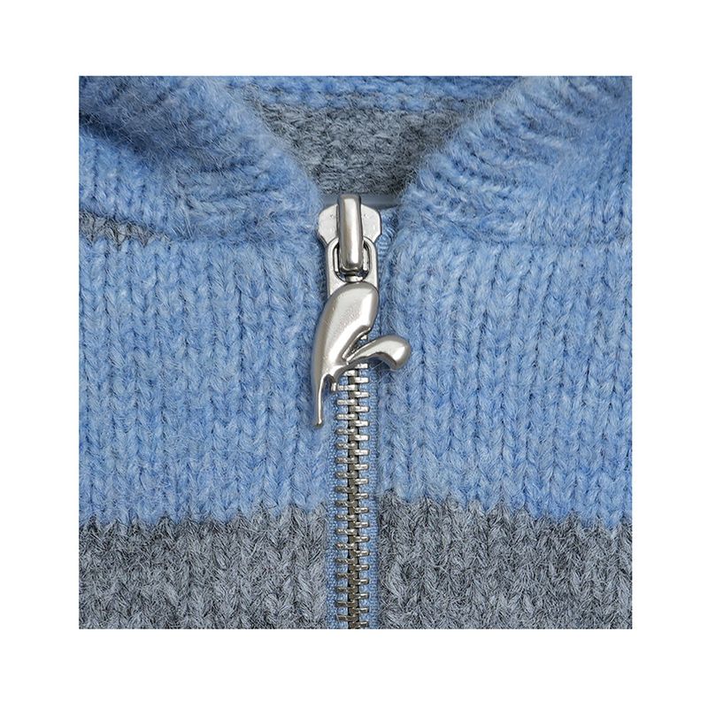 SYMBOL STRIPE KNIT ZIP-UP_BLUE
