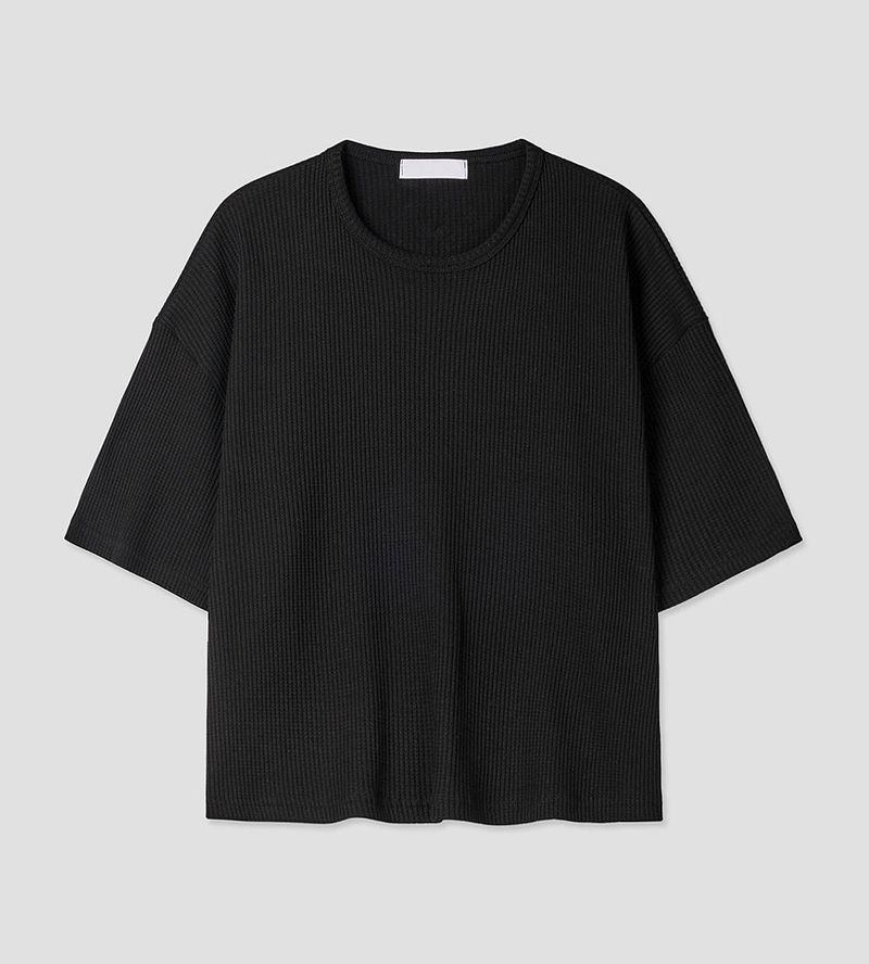 No.1293 crop waffle half T (4color)