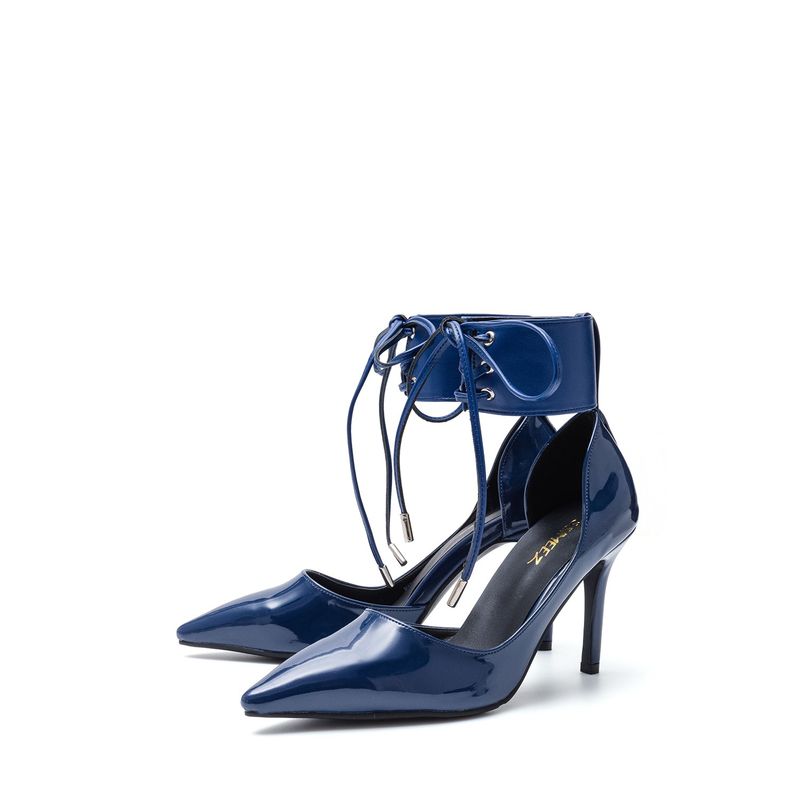 Ankle Point Stiletto Heel(Navy)