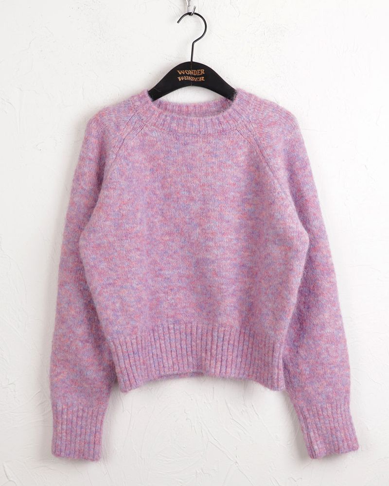 Adieu pastel gradation mix round long sleeve knit