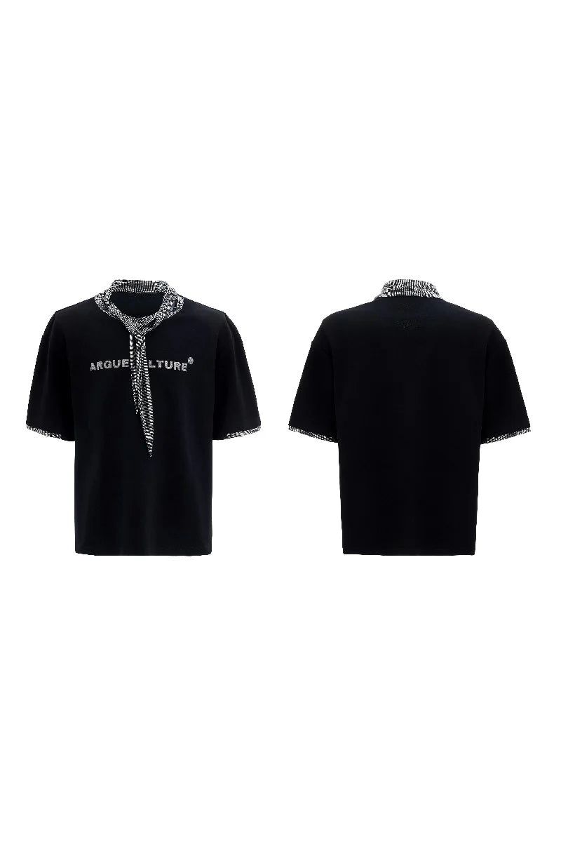 Silver Tie Print Short Sleeve Tee
