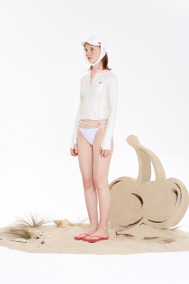 SMALL CHERRY ZIP-UP RASHGUARD [IVORY]