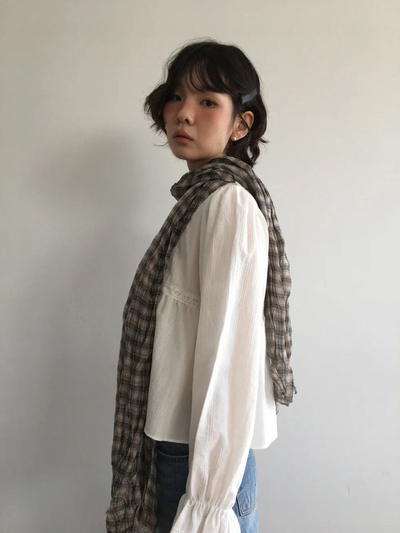 Kiki Pleated Check Scarf (2color)