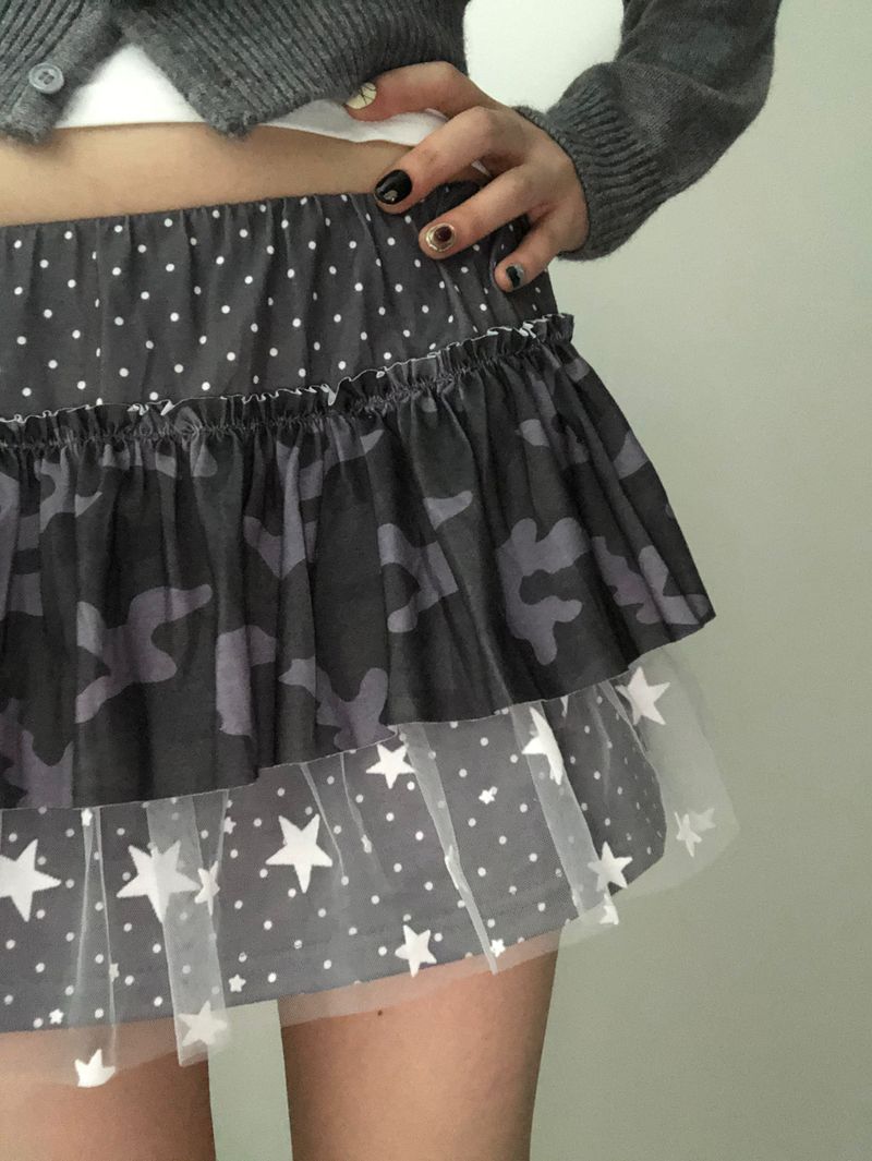 Gray Dot Camo Lace Skirt