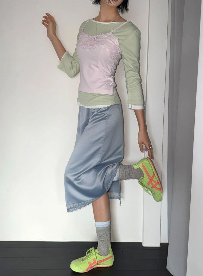 LILY SATIN MIDI SKIRT