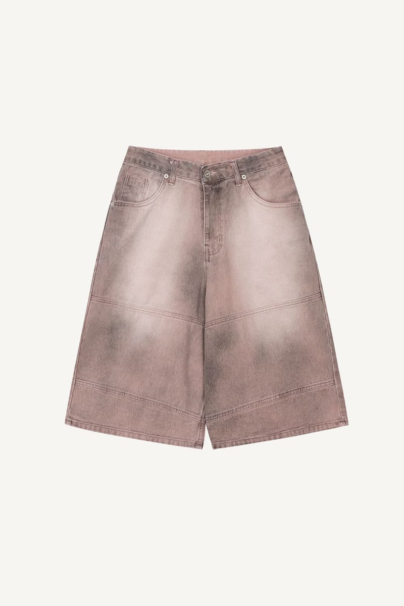Sand-washed Bermuda denim pants