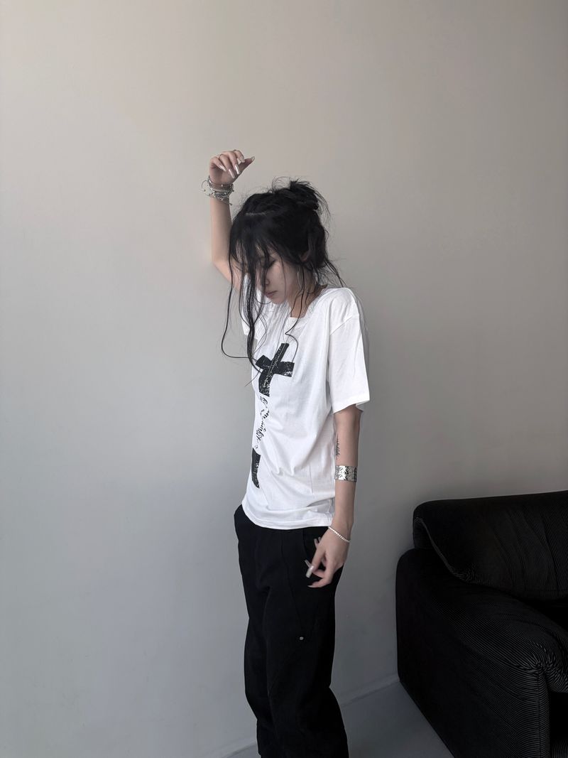 cross lettering crack T (3color)