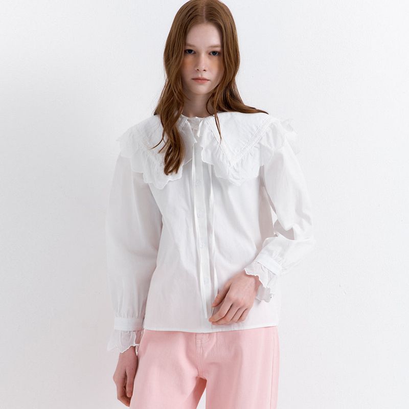 RAVEROUS（レイバロス）の「Wide Collar Blouse White（Tops）」