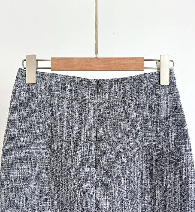Beable Wrap Pleated Tweed Skirt Pants