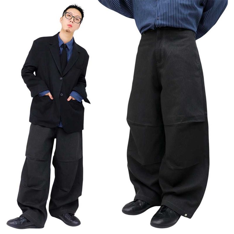 Wide Pigment Snap Denim Pants