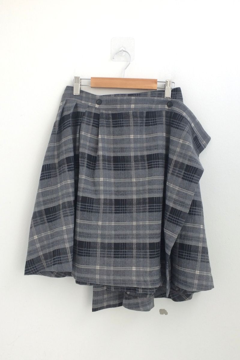 Charcoal Blend Checkered Layered Skirt