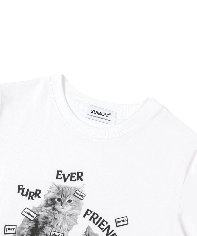 FURR EVER FRIEND Crop T-Shirt in Off White