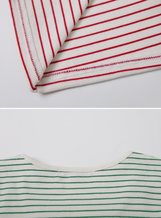 Border Square Embroidery T-shirt (4color)